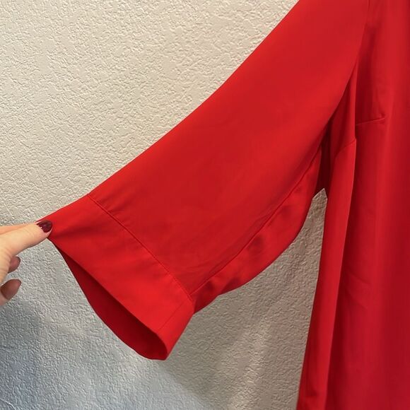 Torrid Harper Red Georgette Button Loop Blouse Size 1X - Picture 3 of 9
